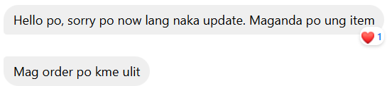 Hello po, sorry po now lang naka update. Maganda po ung item. Mag order po kme ulit